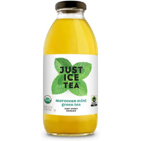 Just Ice Tea Organic Iced Tea, 16 Fl Oz Glass Bottles (Morrocan Mint Green Tea, Pack Of 12)
