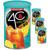 4C Powdered Drink Mix Cannisters, Decaffeinated Iced Tea 3 Pack, 20 Quarts, Family Sized Cannister, Thirst Quenching & Refreshing Flavors