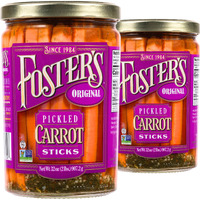 Foster's Pickled Carrots- Original- 32Oz (2 Pack) - Pickled Carrots In A Jar - Traditional Pickled Vegetables Recipe For 30 Years - Gluten Free - Fat Free Carrots Pickled - Preservative Free Pickles