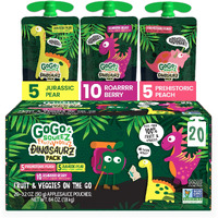 Gogo Squeez Fruit & Veggiez Variety Pack, Jurassic Pear, Roarrrr Berry & Prehistoric Peach, 3.2 Oz (Pack Of 20), Unsweetened Snacks For Kids, No Gluten, Nut & Dairy, Recloseable Cap, Bpa Free Pouches