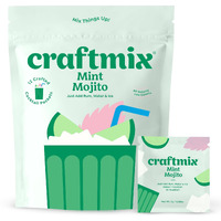 Craftmix Mint Mojito, Makes 12 Drinks, Rum Cocktail Mixers, Instant Skinny Cocktail And Mocktail Mix - Made With Real Fruit - Vegan Low-Carb, Low-Sugar, Non-Gmo, Dairy Free, Gluten Free, Easy To Mix