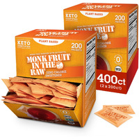 Monk Fruit In The Raw Sweetener Packets, 200 Ct Box, 2 Pack, Keto Certified Monk Fruit Sweetener Packets, Zero Calories, Zero Net Carbs, Non-Gmo Project Verified, Vega, Low Glycemic Index