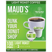 Maud's Donut Shop Flavored Coffee Pods, 100 Ct | Dunk Your Donut Shop Flavor | 100% Arabica Light Roast Coffee | Solar Energy Produced Recyclable Pods Compatible With Keurig K Cups Maker