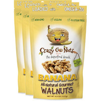 Crazy Go Nuts Walnuts - Banana, 4.5 Oz (3-Pack) - Healthy Snacks, Vegan, Gluten Free, Superfood - Natural, Non-Gmo, Ala, Omega 3 Fatty Acids, Good Fats, And Antioxidants