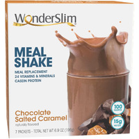 Wonderslim Meal Replacement Shake, Chocolate Salted Caramel, 15G Protein, 24 Vitamins & Minerals, Gluten Free, Low Carb (7Ct)