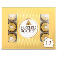 Ferrero Rocher Fine Hazelnut Milk Chocolate, 12 Count, Pack Of 6 Individually Wrapped Chocolate Candy Gift Boxes, 5.3 Oz