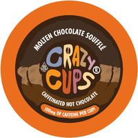 Crazy Cups Caffeinated Hot Chocolate, Molten Chocolate Souffle Pods For Keurig K Cups Machines, 100 Mg Of Caffeine Coffee Substitute Hot Cocoa Pods, 22 Count