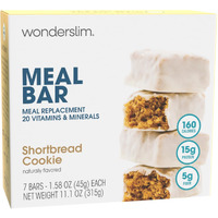Wonderslim Meal Replacement Protein Bar, Shortbread Cookie, 15G Protein, 20 Vitamins & Minerals, Gluten Free (7Ct)