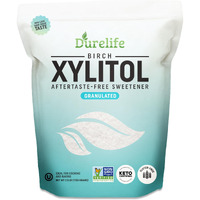 Durelife Xylitol Sugar Substitute 2.5 Lb (40 Oz) Made From 100 % Pure Birch Xylitol Non Gmo - Gluten Free - Kosher, Natural Sugar Alternative,