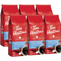 Tim Hortons French Vanilla, Flavored Roast Ground Coffee, Perfectly Balanced, Always Smooth, Made With 100% Arabica Beans, 12 Oz (Pack Of 6)
