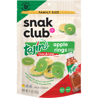Snak Club Tajin Apple Rings Gummy Candy, Fruit Candy Gummies With Chili And Lime Seasoning, Mild, Gluten-Free And Vegan Snacks, 11 Oz Resealable Bag
