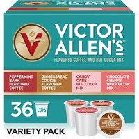 Victor Allen's Coffee Holiday Favorites Coffee & Hot Cocoa Mix Variety Pack, 36 Count, Single Serve K-Cup & Coffee Pods For Keurig K-Cup Brewers