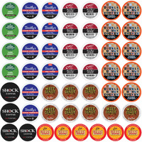 Perfect Samplers Extra Caffeine Extra Bold Coffee Single Serve Cups For Keurig K Cup Brewers 1.0 & 2.0 Variety Pack Sampler (50Count)