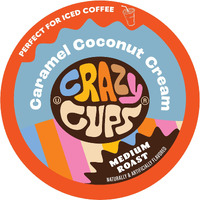 Crazy Cups Flavored Coffee Pods, Coconut Caramel Cream Coffee, Single Serve Coffee For Keurig K-Cups Machines, Hot Or Iced Coffee, Medium Roast Coffee In Recyclable Pods, 22 Count