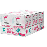 Celsius Sparkling Peach Vibe, Functional Essential Energy Drink 12 Fl Oz (Pack Of 24)