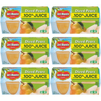 Del Monte Diced Pears In 100% Juice Fruit Cup Snacks, 4 Count - Pack Of 6