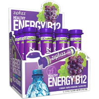 Zipfizz Daily Energy Drink Powder, Grape, 12 Pack | 3-In-1 Sustained Energy, Rapid Hydration, And Essential Vitamins | Sugar-Free | Electrolyte Powder | Contains Vitamin B-12 & Antioxidants
