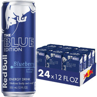 Red Bull Blue Edition Energy Drink, Blueberry, With 114Mg Caffeine Plus Taurine & B Vitamins, 12 Fl Oz, 6 Packs Of 4 Cans (Pack Of 24)