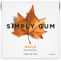Simply Gum | Maple | Plant- Based Chewing Gum | Pack Of Six (90 Pieces Total) | Synthetic Free + Aspartame Free + Non Gmo