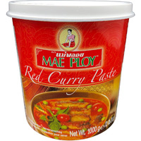Mae Ploy Red Curry Paste, Authentic Thai Curry Paste With Red Chili, Shrimp Paste, Lemongrass And Aromatic Herbs For Cooking Butter Chicken, Rendang, Curries, Stews And Other Dishes, 2.2Lbs Tub