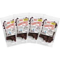 Hardtimes Handcrafted Beef Jerky - Hot Flavor - 4 Pack Of 2.25 Oz. Bags