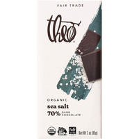 Theo Chocolate Sea Salt Organic Dark Chocolate Bar, 70% Cacao, 12 Pack | Vegan, Fair Trade
