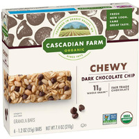 Cascadian Farm Organic Chocolate Chip Chewy Granola Bars, 6 Bars, 7.4 Oz