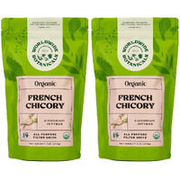 Worldwide Botanicals Organic French Chicory Root - Brew Like Coffee, Blend Roasted Chicory Root With Coffee, Coffee Alternative, Acid Free, Caffeine Free, Kosher, 1 Pound, Pack Of 2