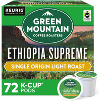 Green Mountain Coffee Ethiopia Supreme Keurig Single-Serve K Cup Pods, Light Roast Coffee, Ethiopia Supreme, 72 Count