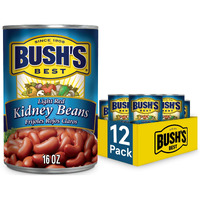 Bush's Best 16 Oz Light Red Kidney Beans, Canned Beans, Kidney Beans Canned, Source Of Plant Based Protein And Fiber, Low Fat, Gluten Free, (Pack Of 12)