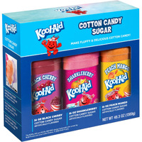 Nostalgia Kool-Aid Cotton Candy Flossing Sugar Party Kit 3-Pack, Black Cherry, Sharkleberry, Peach Mango, 3-16 Oz Bottles - 48 Total Ounces - Bottles Of Cotton Candy Sugar Mix