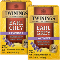 Twinings Earl Grey Lavender Tea 2-Pack - Caffeinated Black Tea Blend, Individually Wrapped Tea Bags, 20 Count Each