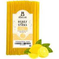 The Honey Jar Lemon Flavored Honey Sticks - Pure Honey Straws For Tea, Coffee, Or A Healthy Treat - One Teaspoon Of Flavored Honey Per Stick - Made In The Usa With Real Honey - (50 Count)