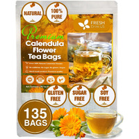 Freshdrinkus, Premium 135 Calendula Tea Bags, 100% Natural And Pure Calendula Flowers, Eco-Conscious Tea Bags. Calendula Flower Herbal Tea. No Sugar, No Caffeine, No Gluten, Vegan.