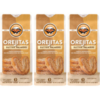 Orejitas Cookies, 3.4 Ounce (Pack Of 3), Flaky And Crunchy Mexican Inspired Mini Palmiers Made With Real Butter And Lightly Dusted With Sugar By La Monarca Bakery