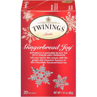 Twinings Gingerbread Joy Black Tea, 20 Count (Pack Of 6), Individually Wrapped Tea Bags, Ginger & Cinnamon, Caffeinated, Enjoy Hot Or Iced