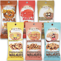 Crazy Go Nuts Walnuts Sampler 6-Pack - Banana, Buffalo, Coconut, Garlic Parmesan, Maple, And Oatmeal Cookie - Healthy Snacks, Gluten Free, Superfood, Natural, Omega 3 Fatty Acids, And Antioxidants