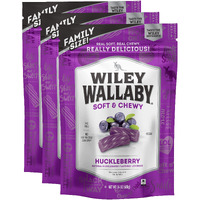 Wiley Wallaby Licorice 24 Ounce Classic Gourmet Soft & Chewy Australian Huckleberry Licorice Candy Twists, 3 Pack