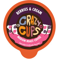 Crazy Cups Flavored Coffee Pods, Berries & Cream, Single Serve Keurig K Cups Machines, Hot Or Iced & Medium Roast Coffee In Recyclable Pods, 22 Count (Pack Of 1)