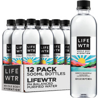 Lifewtr Premium Purified Water Ph Balanced With Electrolytes, 100% Recycled Plastic Bottles, 16.9 Fl Oz Bottles, 500Ml (Pack Of 12)