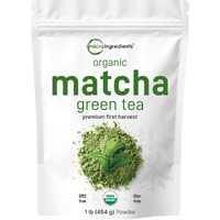 Micro Ingredients Organic Matcha Green Tea Powder, 1Lb | Premium First Harvest Japanese For Daily Beverage | 100% Pure Culinary Grade | No Sugar, Eco-Friendly Recyclable Bags
