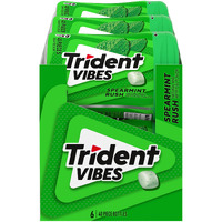 Trident Vibes Spearmint Rush Sugar Free Gum, 6 Bottles Of 40 Pieces (240 Total Pieces)