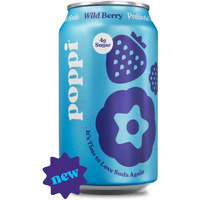 Poppi 12Oz Sparkling Prebiotic Soda, Beverages W/Apple Cider Vinegar, Seltzer Water & Fruit Juice, Wild Berry, (12 Pack)