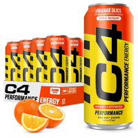 C4 Energy Carbonated Zero Sugar Energy Drink, Pre Workout Drink + Beta Alanine, Orange Slice, 16 Fl Oz (Pack Of 12)