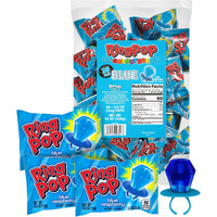 Ring Pop Colorfest Blue Raspberry Bulk Halloween Candy - 30 Ct Individually Wrapped Lollipops - Fun Candy For Kids, Party Favors, Halloween Parties, Trick Or Treat Goodie Bags, Bachelorette Parties