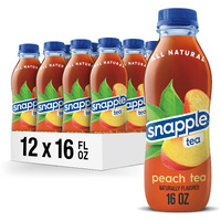 Snapple Peach Tea, 16 Fl Oz Recycled Plastic Bottle, Pack Of 12