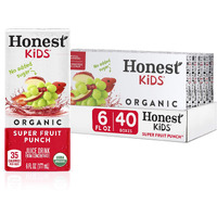 Honest Kids Super Fruit Punch, Organic Juice Drink, 6 Fl Oz Juice Boxes, 6 Fl Oz (Pack Of 40)