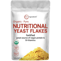 Micro Ingredients Organic Fortified Nutritional Yeast Flakes, 2Lb (32Oz) | Rich In Vegan Protein, B Vitamins, & Beta-Glucans | Keto Friendly, Dairy Free Cheese Substitute, Non-Gmo, Gluten Free