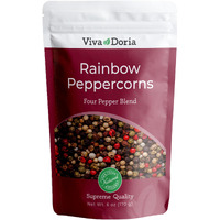 Viva Doria Rainbow Peppercorns - Four Peppercorn Blend, Whole Black, Green, Pink And White Pepper, Steam Sterilized 6 Oz, For Grinder Refill
