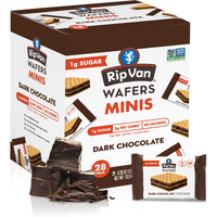 Rip Van Dark Chocolate Mini Wafer Cookies - Healthy Low Sugar Snack - 28 Count